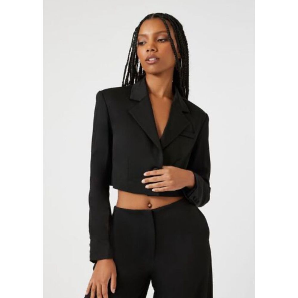 FASHION NOVA Black Cropped Blazer Medium